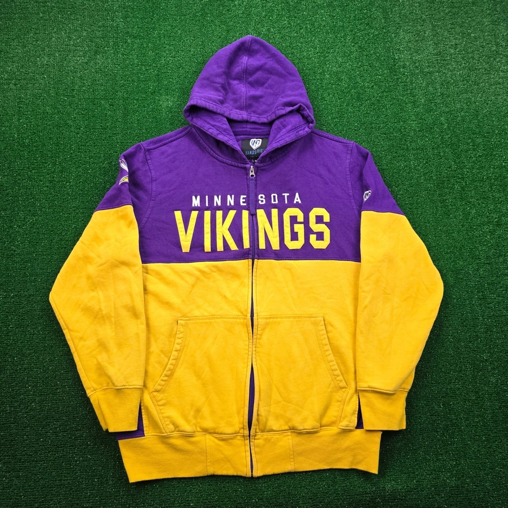 Minnesota Vikings Hoodie Mens Large‎ Hands High Full Zip Sweatshirt Prime Time